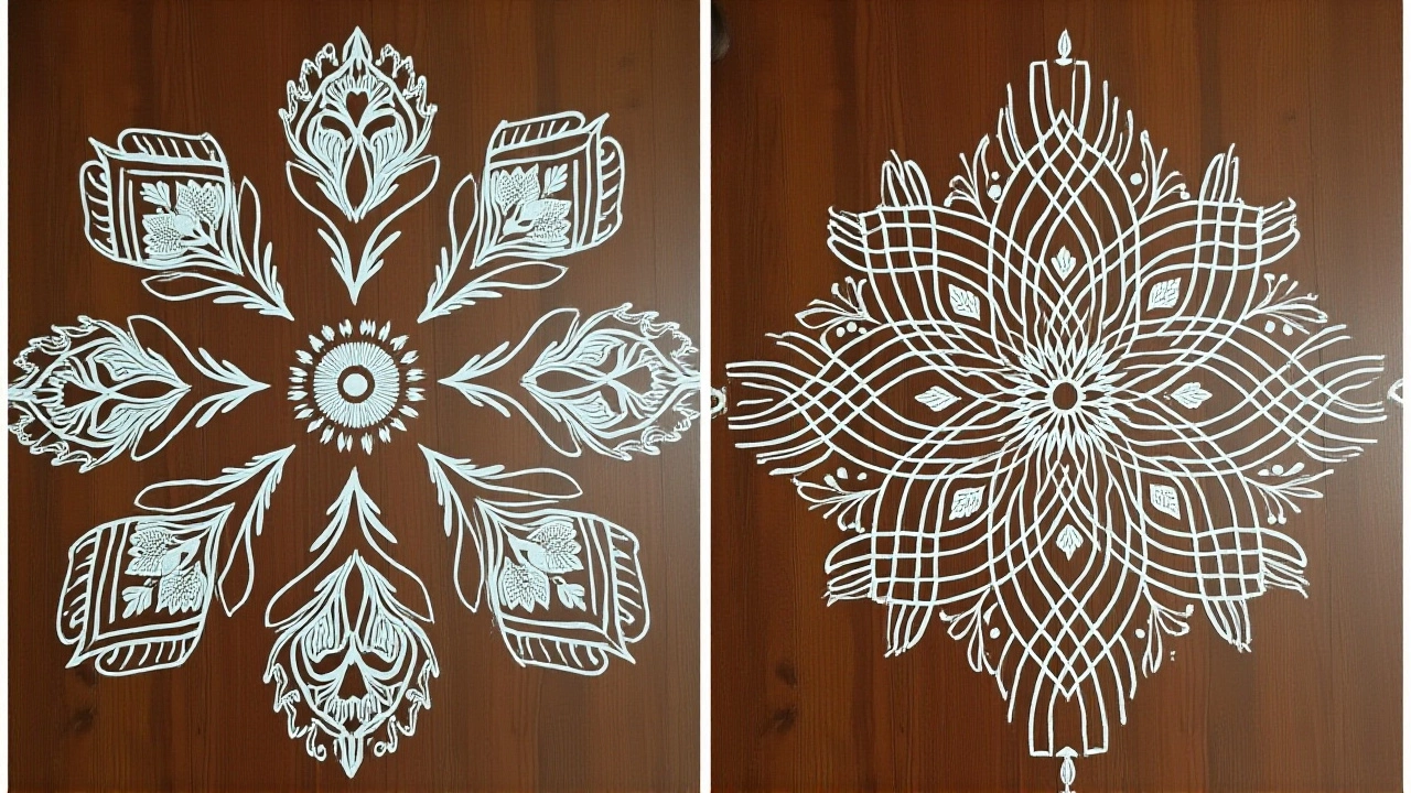 Rice Flour Rangoli Shines on Navratri’s Second Day Honoring Maa Brahmcharini